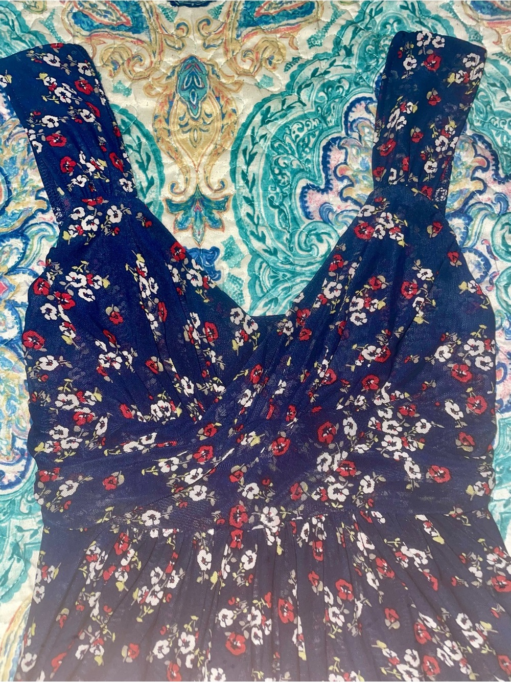 Wet Seal Navy Floral Wide-Strap Camisole